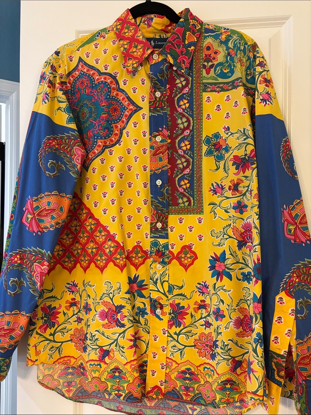 AMAZING Ralph Lauren Multicolor Floral Patchwork Button-Down Shirt
